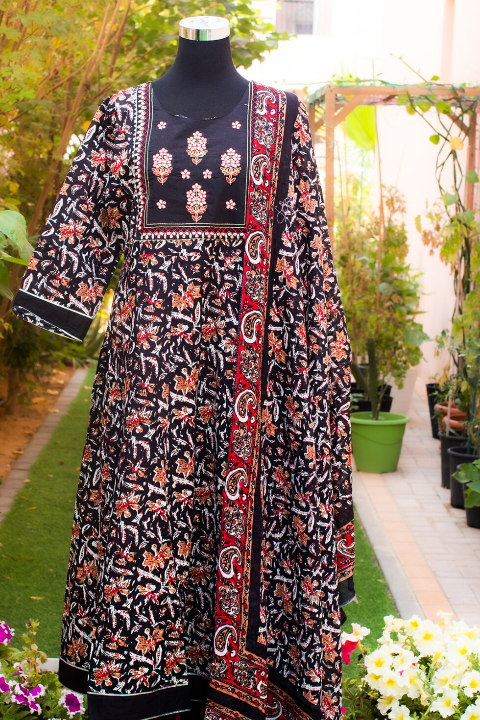 Black Kalamkari cotton Anarkali