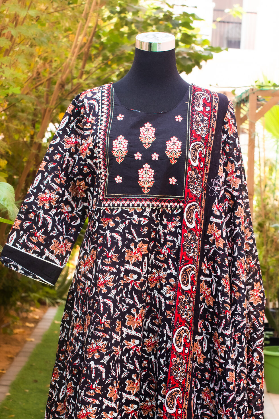 Black Kalamkari cotton Anarkali