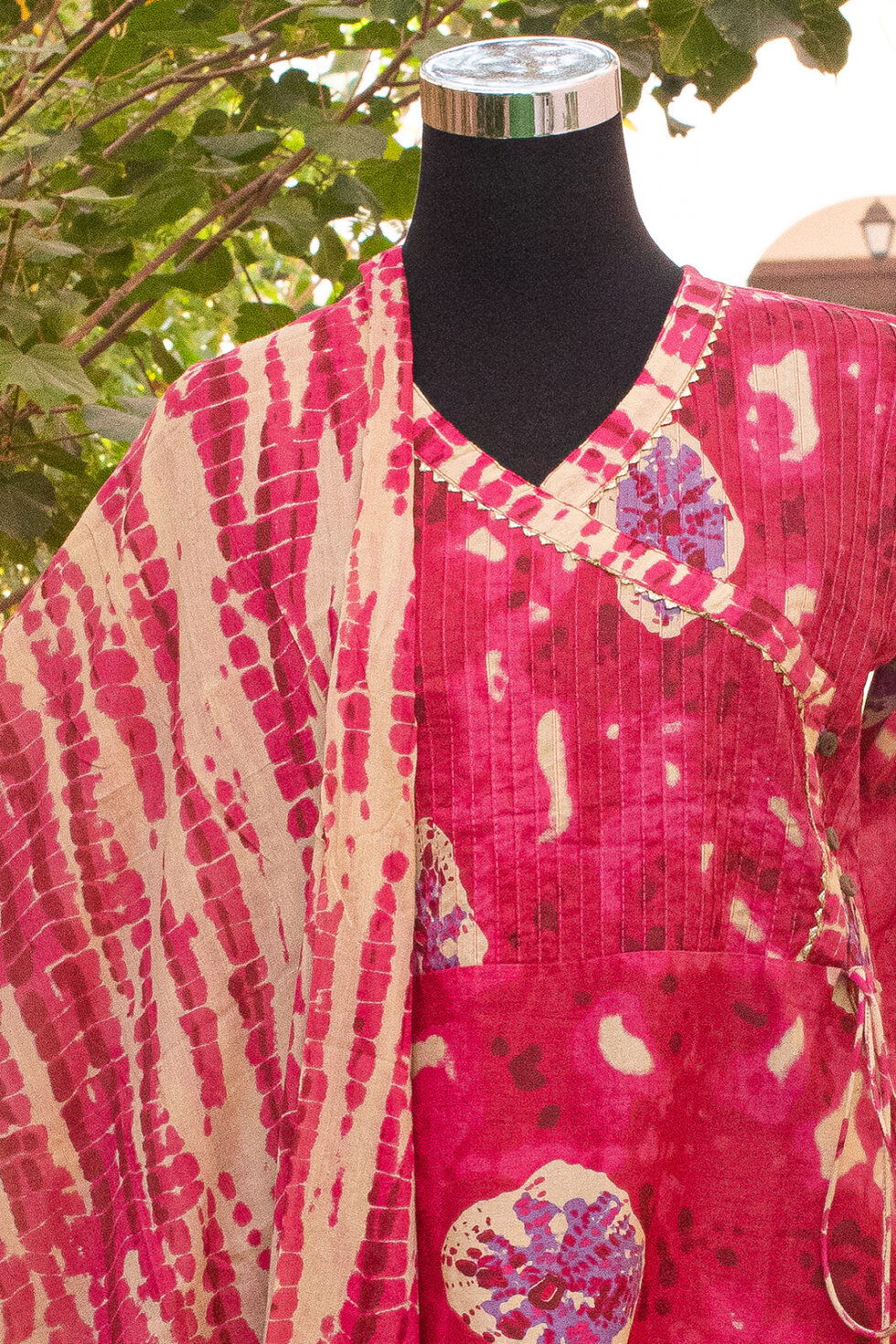 Deep pink Shibori suit