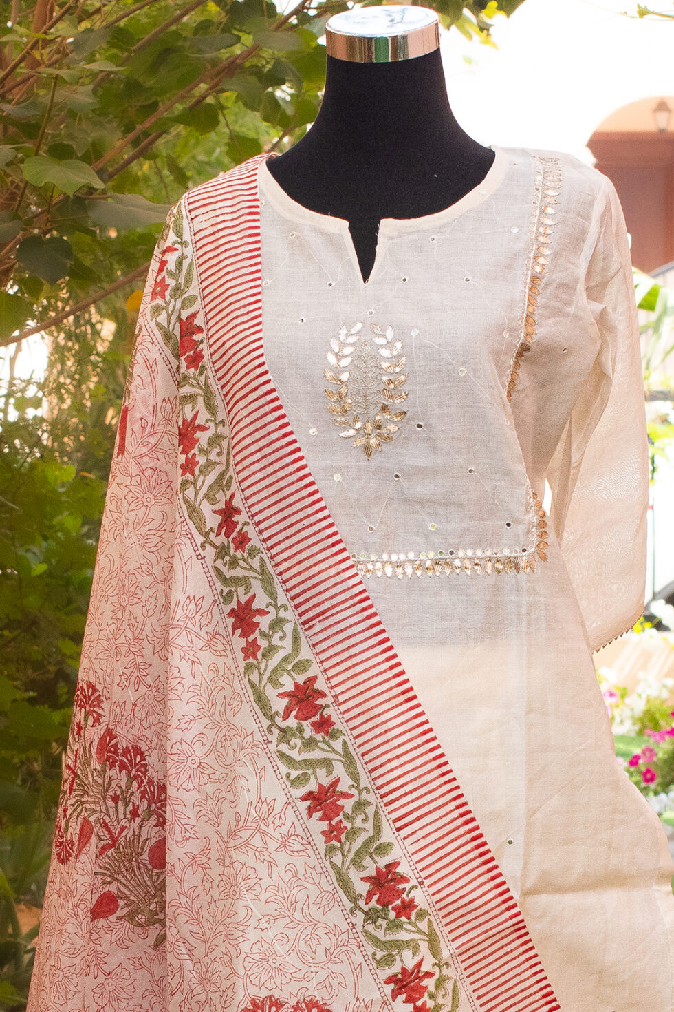 White Chanderi suit