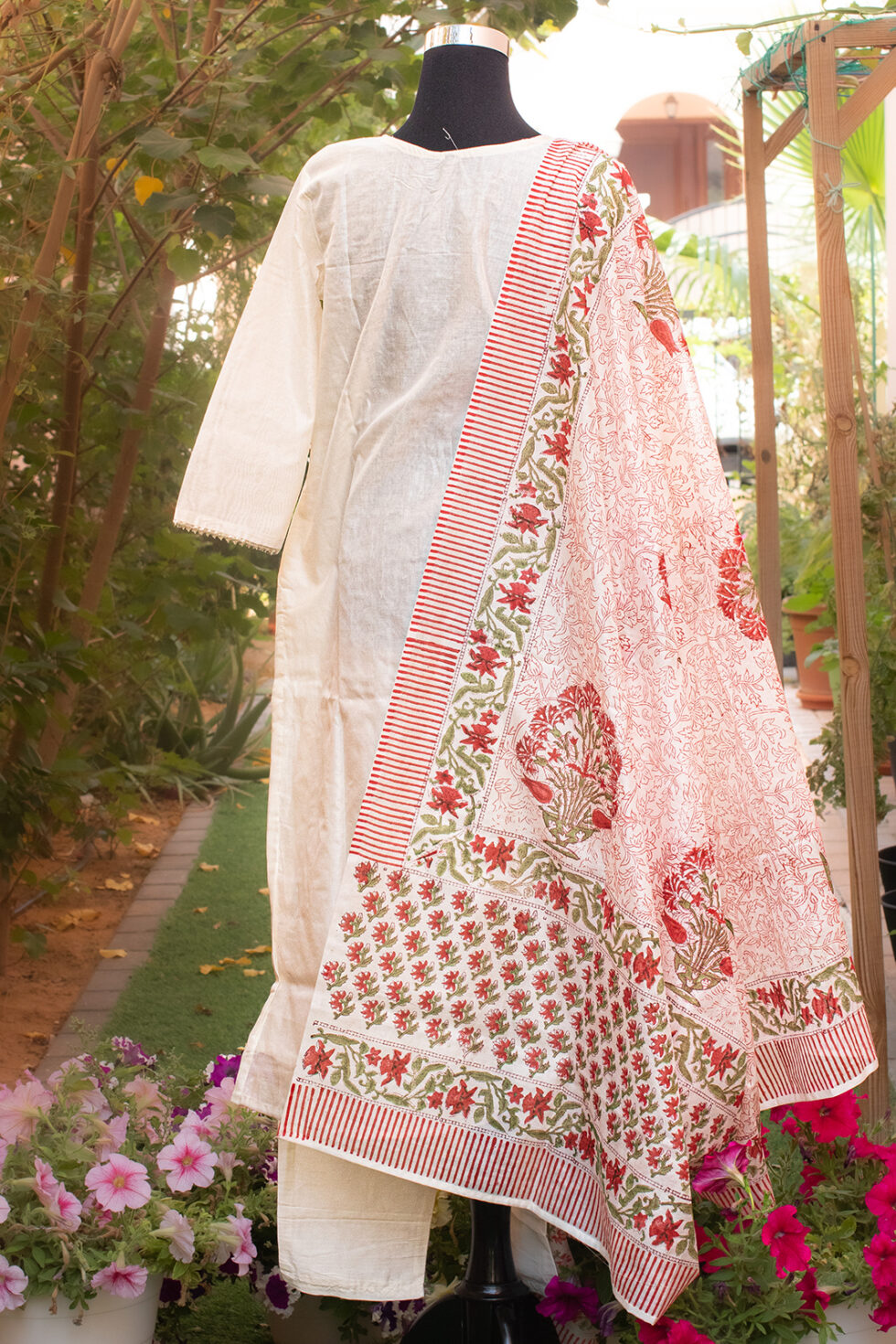 White Chanderi suit