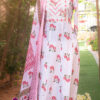 White hand block print Anarkali