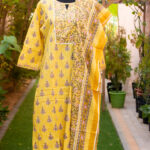 Yellow handblock print suit