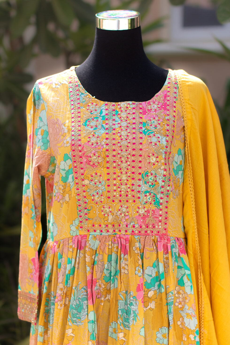 Yellow Mul Anarkali