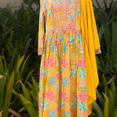 Yellow Mul Anarkali