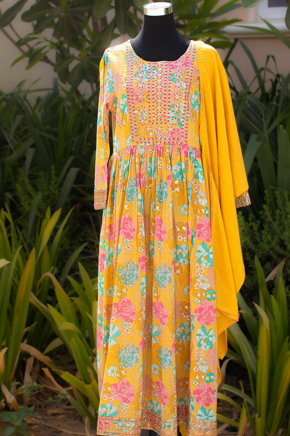 Yellow Mul Anarkali