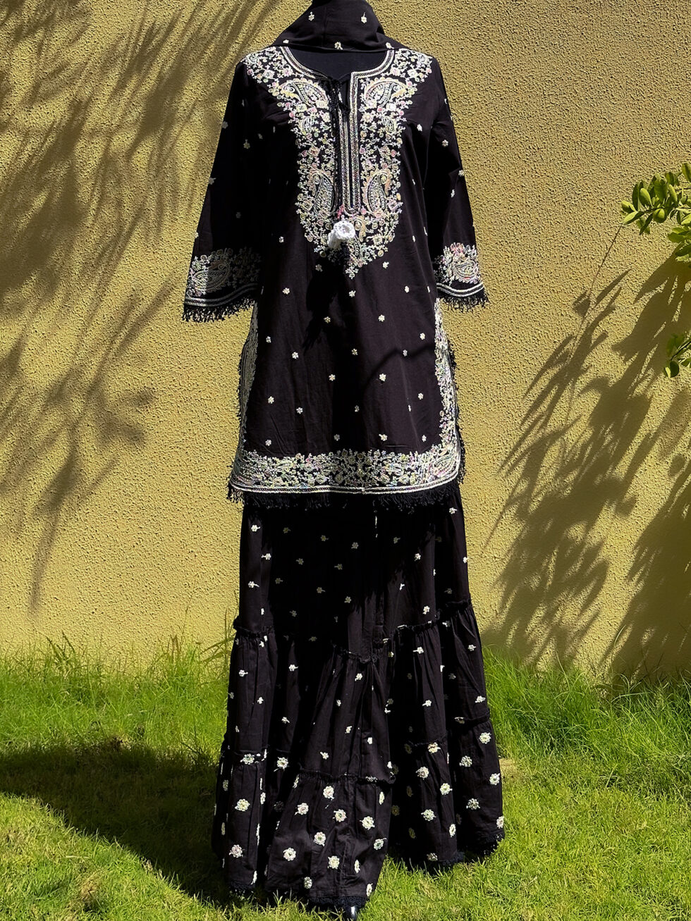 Black and White Cotton Sharara