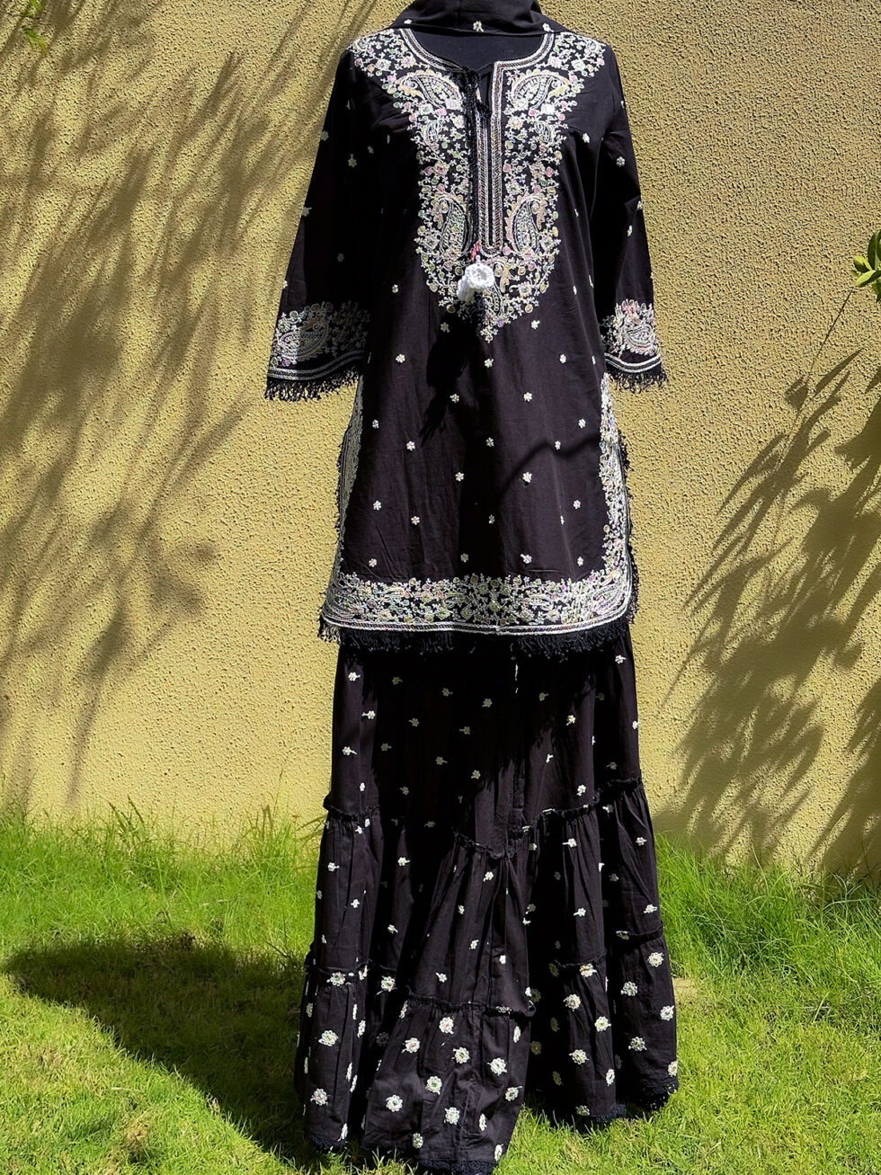 Black and White Cotton Sharara