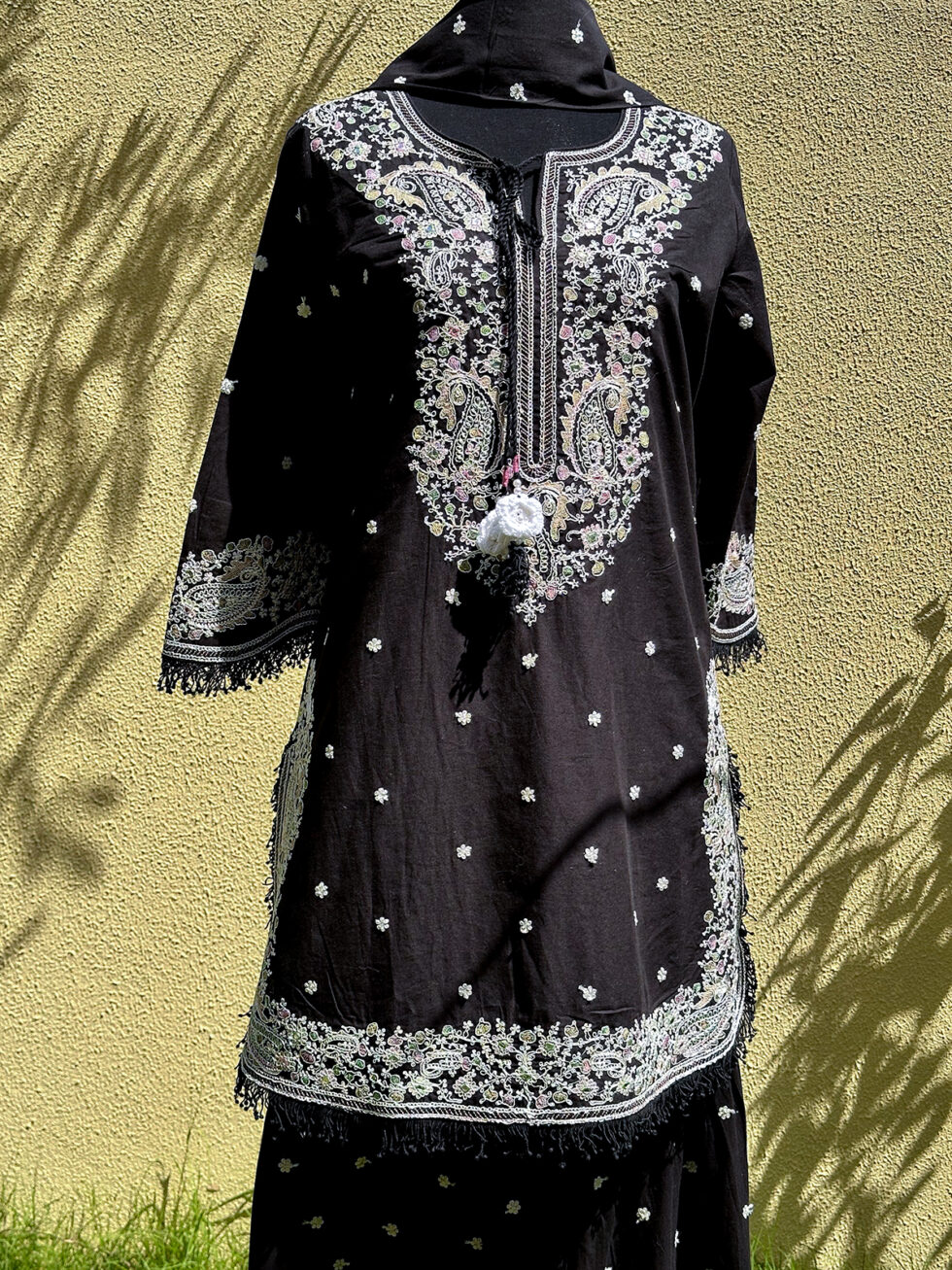 Black and White Cotton Sharara