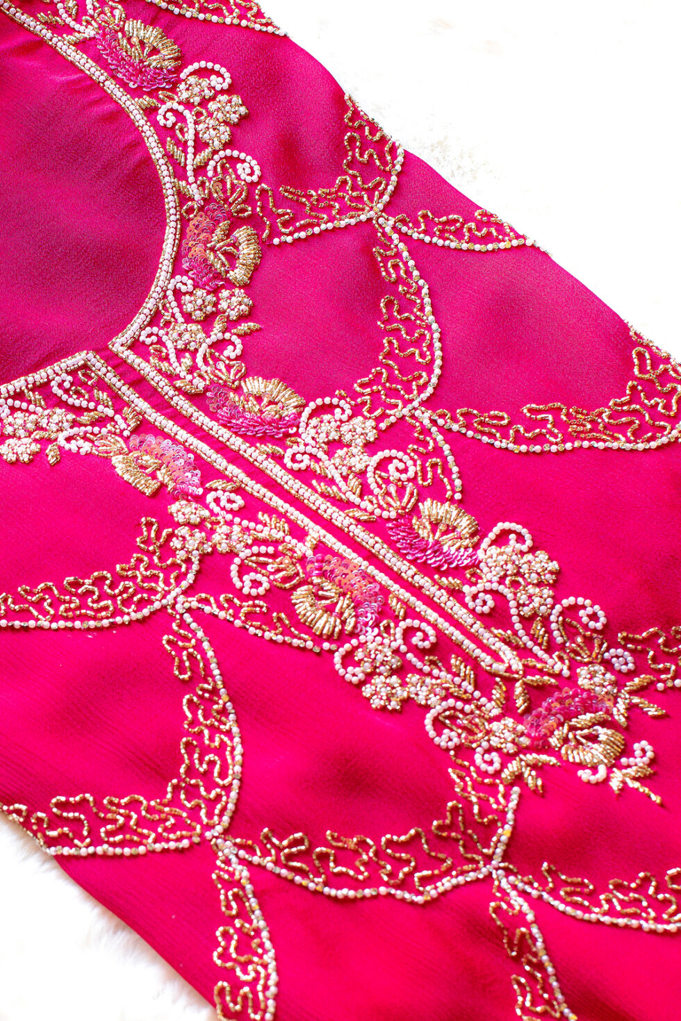 Embroidered Rani Pink Embroidered Chinon Material