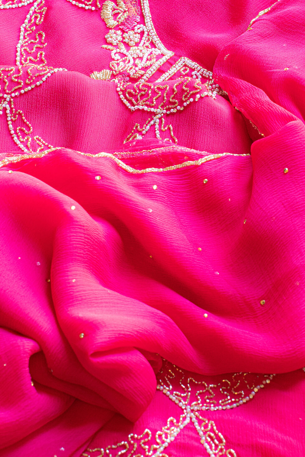 Embroidered Rani Pink Embroidered Chinon Material