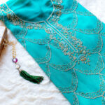 Embroidered Turquoise Embroidered Chinon Material