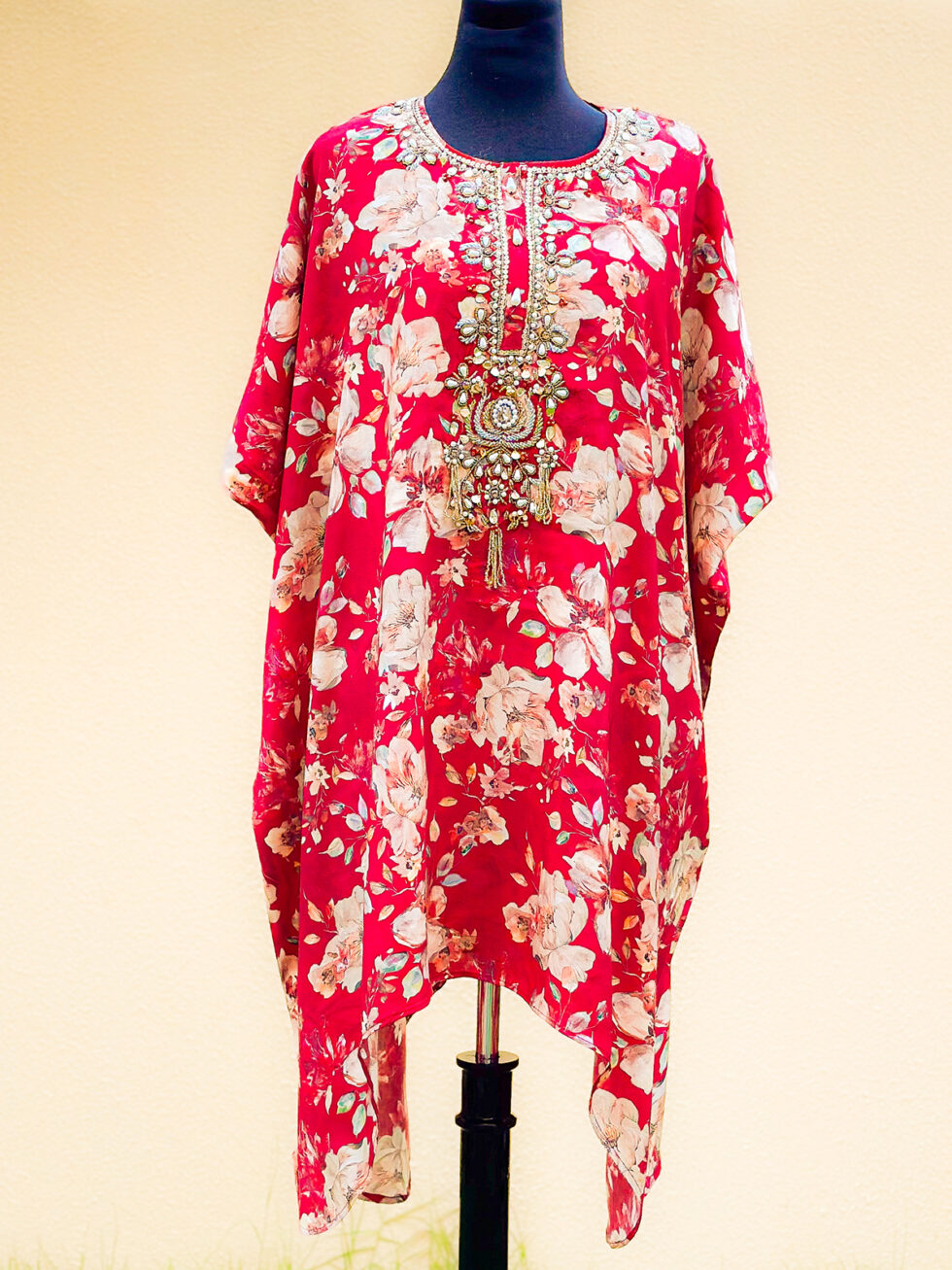 Kaftan Style Red Floral printed Cord set