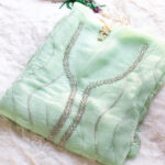 Soft green Crystal and Cutdana work Salwar material