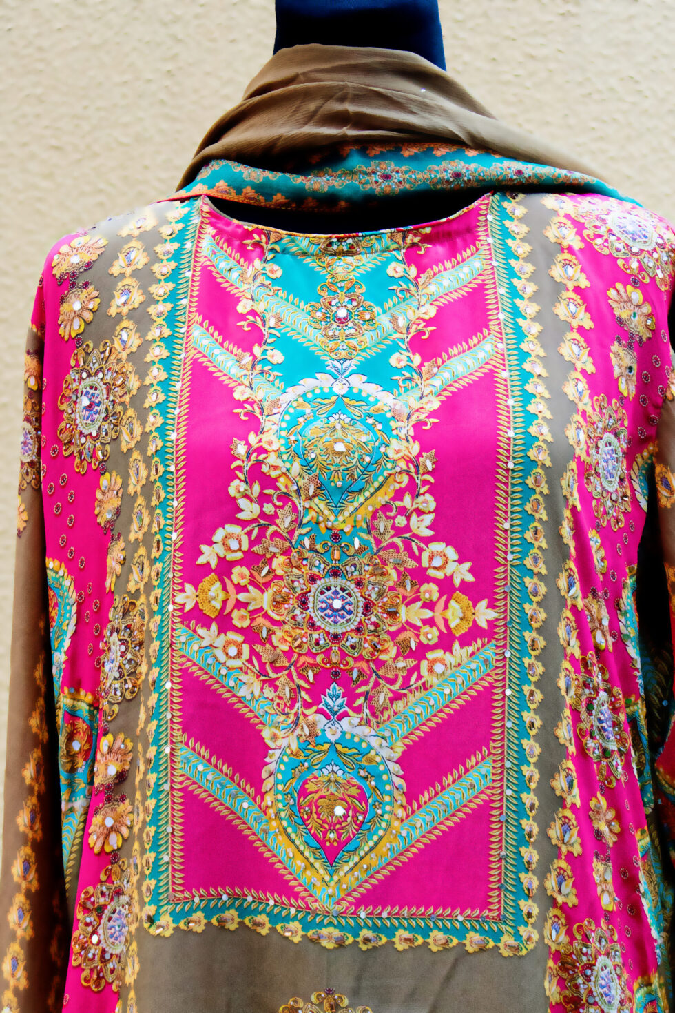 Mehndi Green and Pink Suit