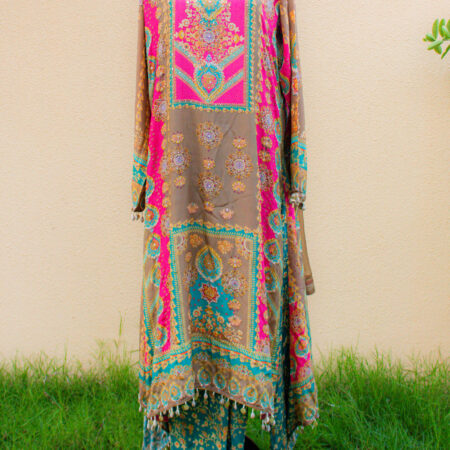 Mehndi Green and Pink Suit