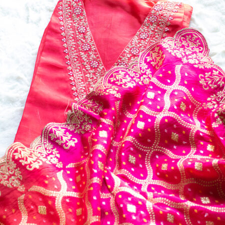 Muslin and ombre Banaras weave dupatta and dress material