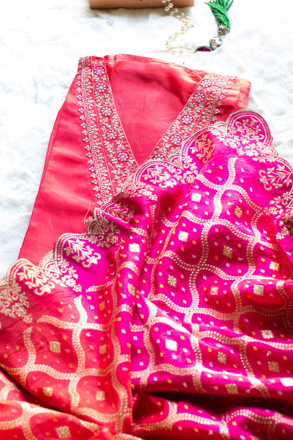 Muslin and ombre Banaras weave dupatta and dress material