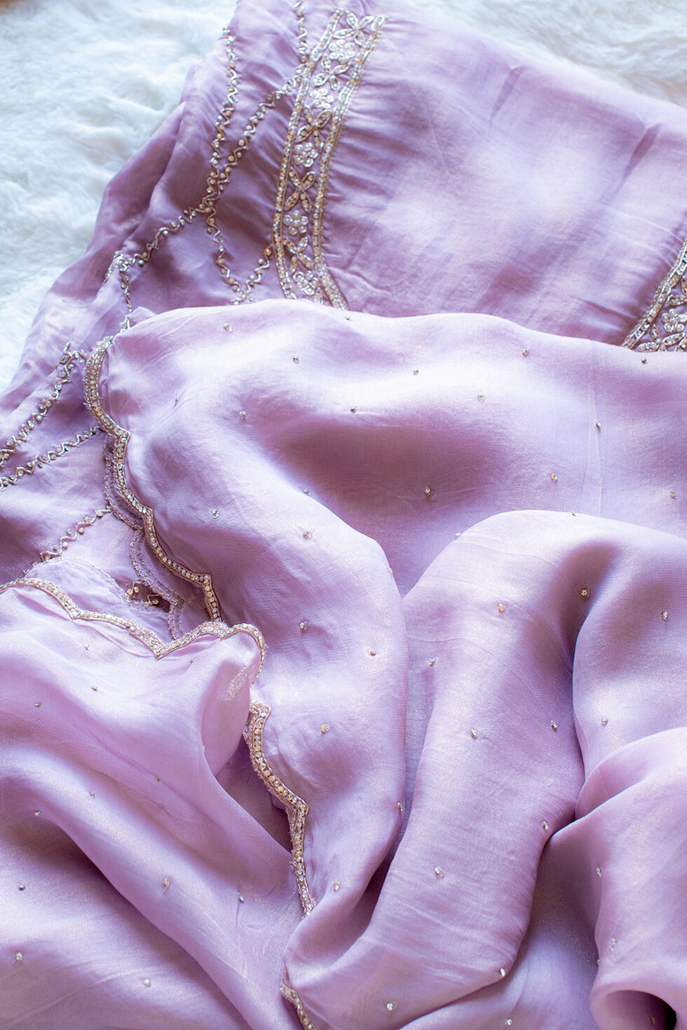 Purple Organza Shimmer dress material