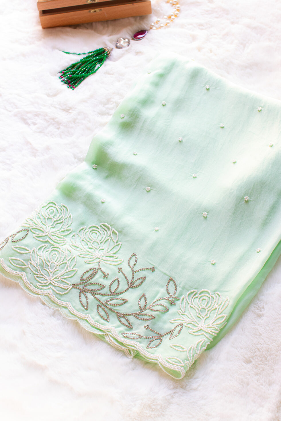 Soft green tissue organza salwar dress material