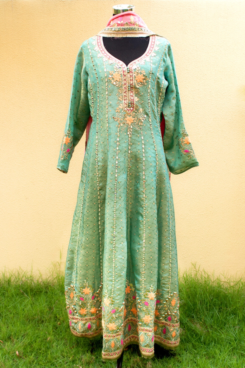 Tissue silk Anarkali with gotapatti work