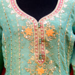 Tissue silk Anarkali with gotapatti work