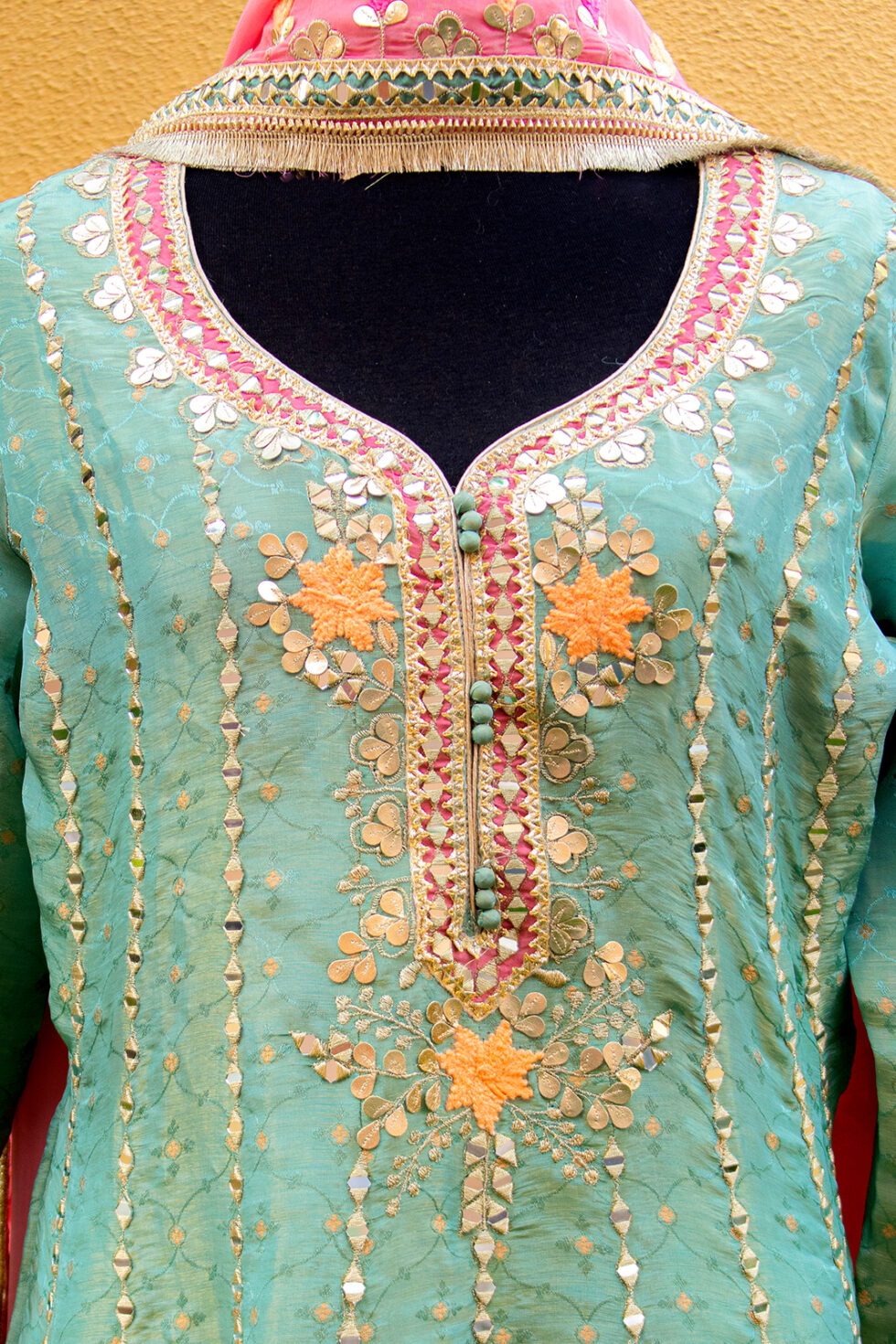 Tissue silk Anarkali with gotapatti work