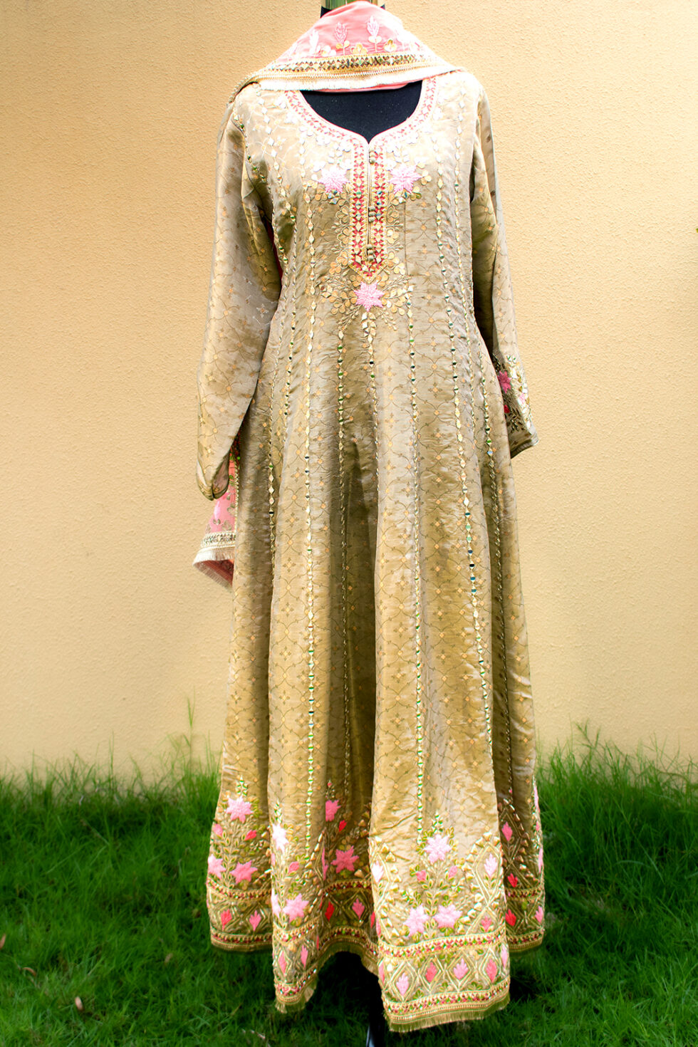 Tissue silk Anarkali with gotapatti work